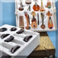 C07. Miniature smei-precious stone Chinese musical instruments with rosewood stands. 